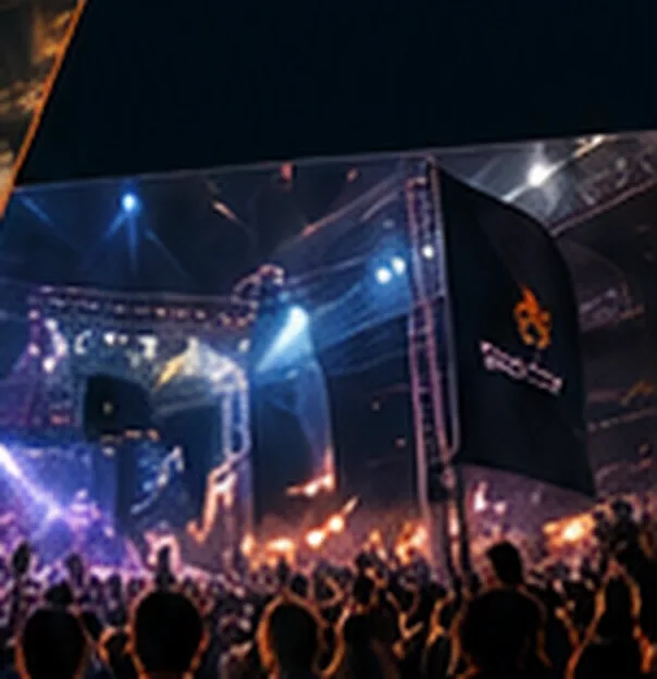 Crowd at a night concert stage