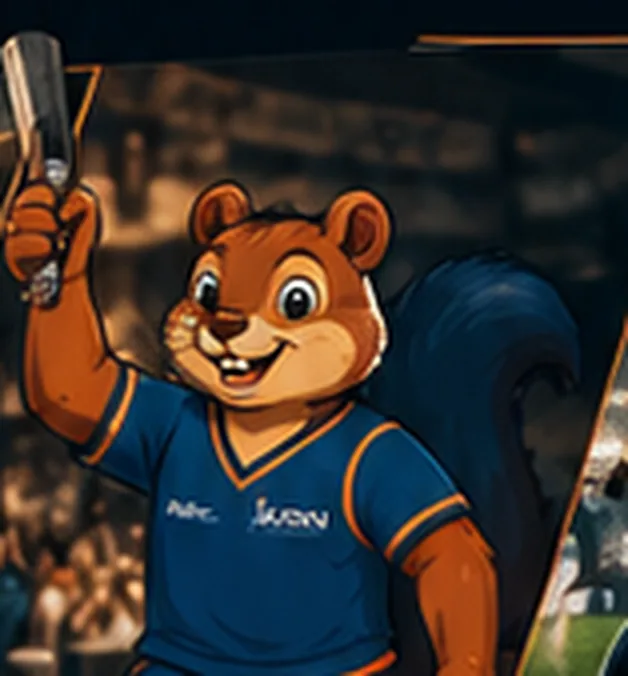 Junoon mascot holding a cricket bat